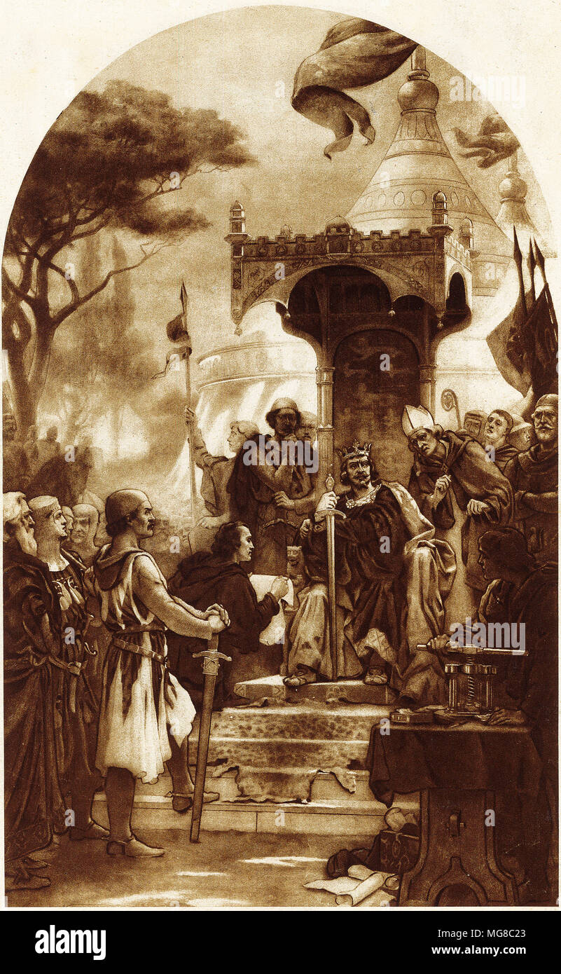 Prince John approves the signing of Magna Carta in 1215 Stock Photo - Alamy