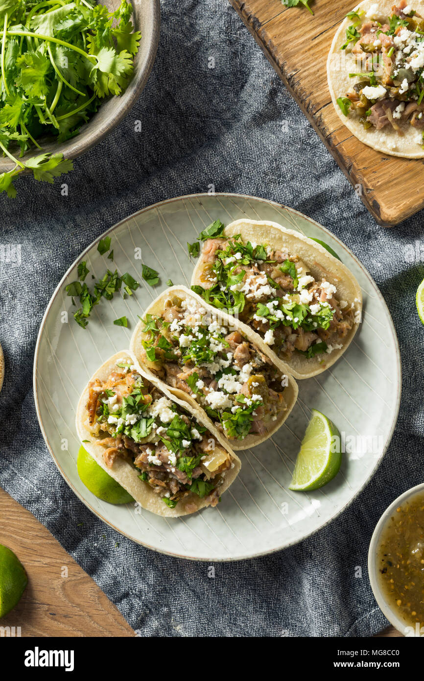 Homemade Pork Carnitas Tacos with Cilantro and Cojita Stock Photo Alamy