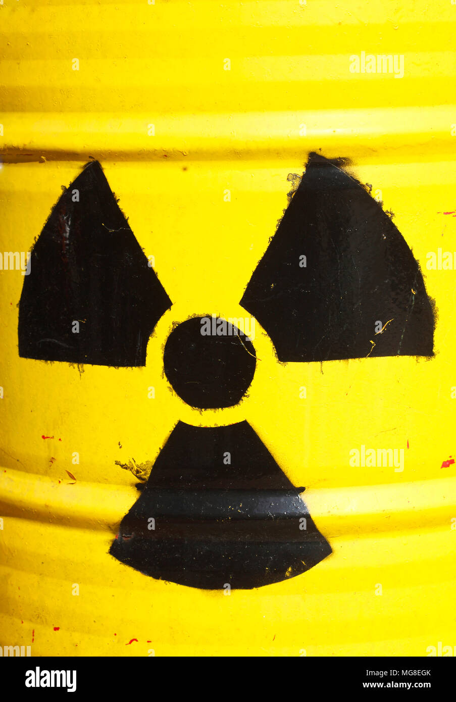 Yellow bin with radioactivity sign, Germany Stock Photo Alamy