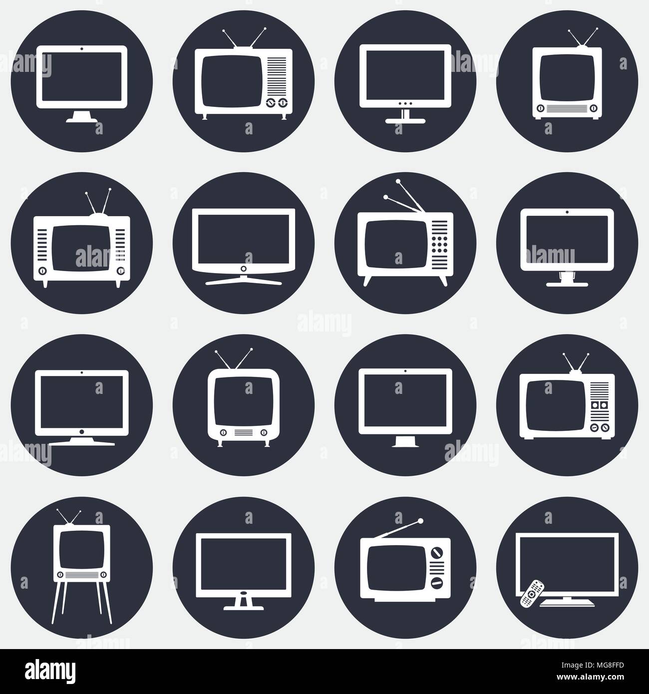 Modern and Retro TV icons. Vector illustration. Stock Vector