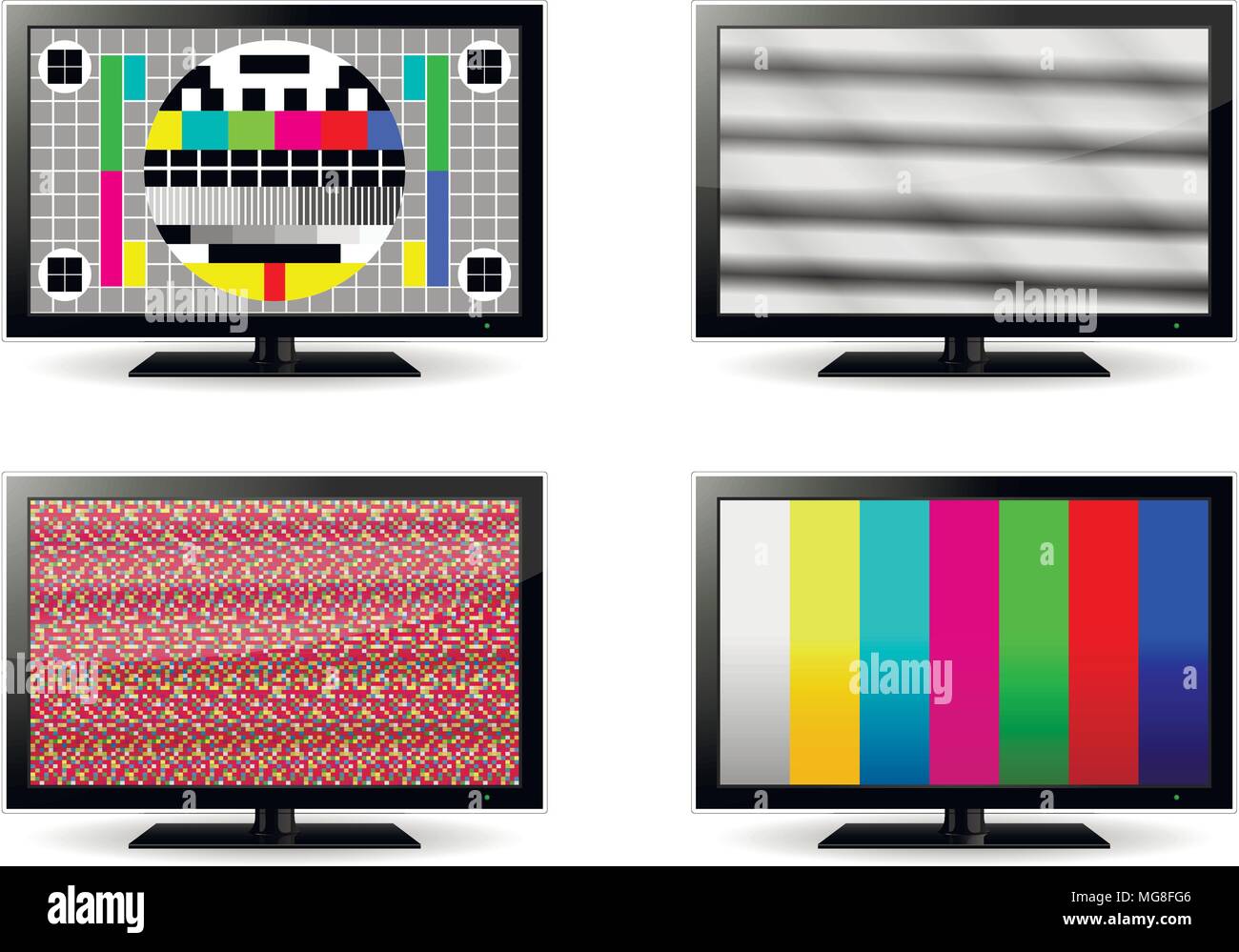 TV test and no signal screens. Vector illustration. Stock Vector