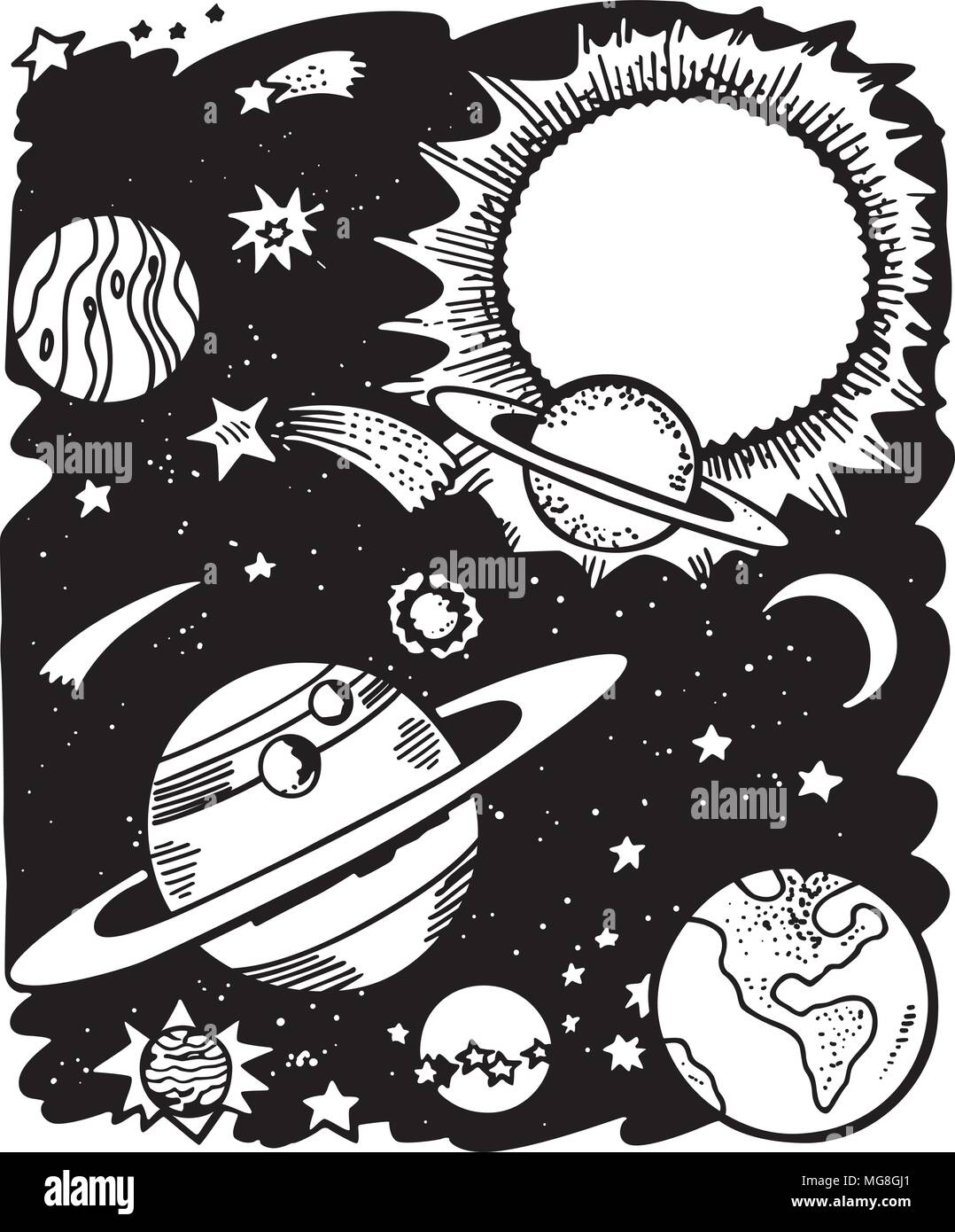 Outer Space Retro Clipart Illustration Stock Vector Image Art Alamy