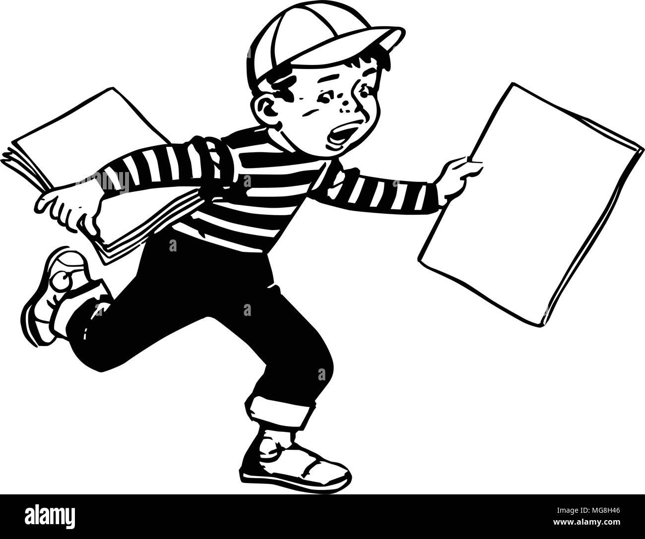 Paper Boy - Retro Clipart Illustration Stock Vector