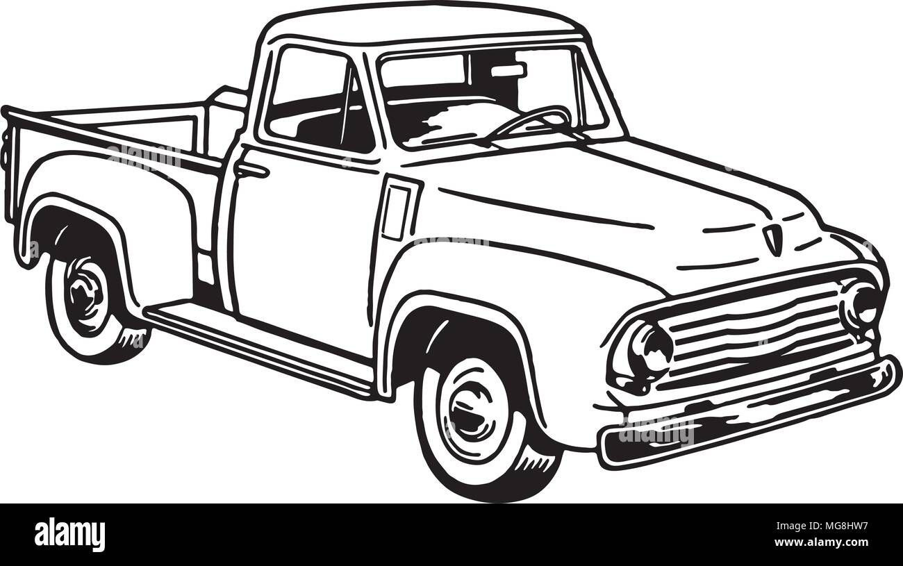 Pickup Truck 2 - Retro Clipart Illustration Stock Vector Image & Art - Alamy