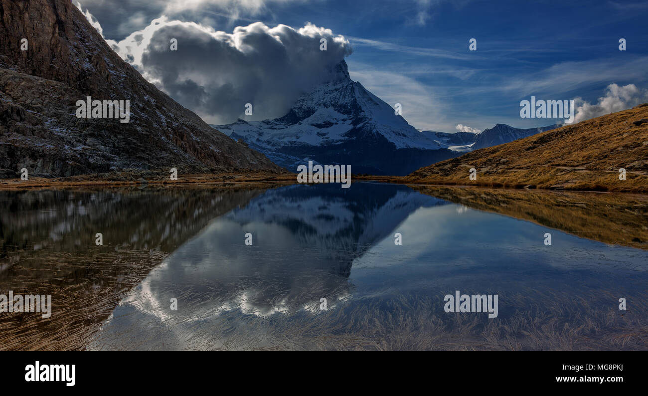 Riffelsee - Zermatt. Matterhorn. Switzerland. Schweiz. Stock Photo