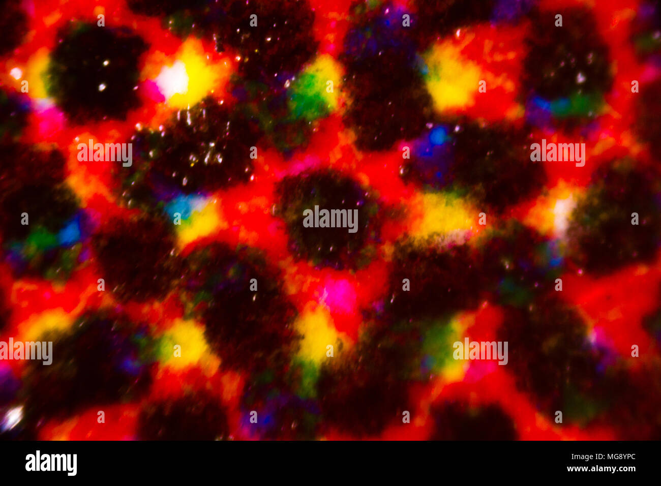 Abstract ink spot in many color print on flyer paper under the microscope Stock Photo Alamy