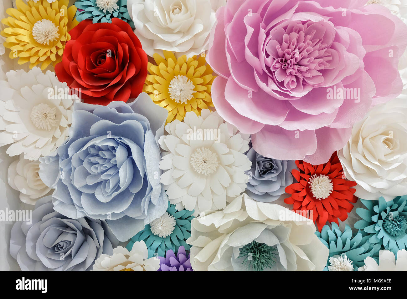 Spring paper flowers background Stock Photo
