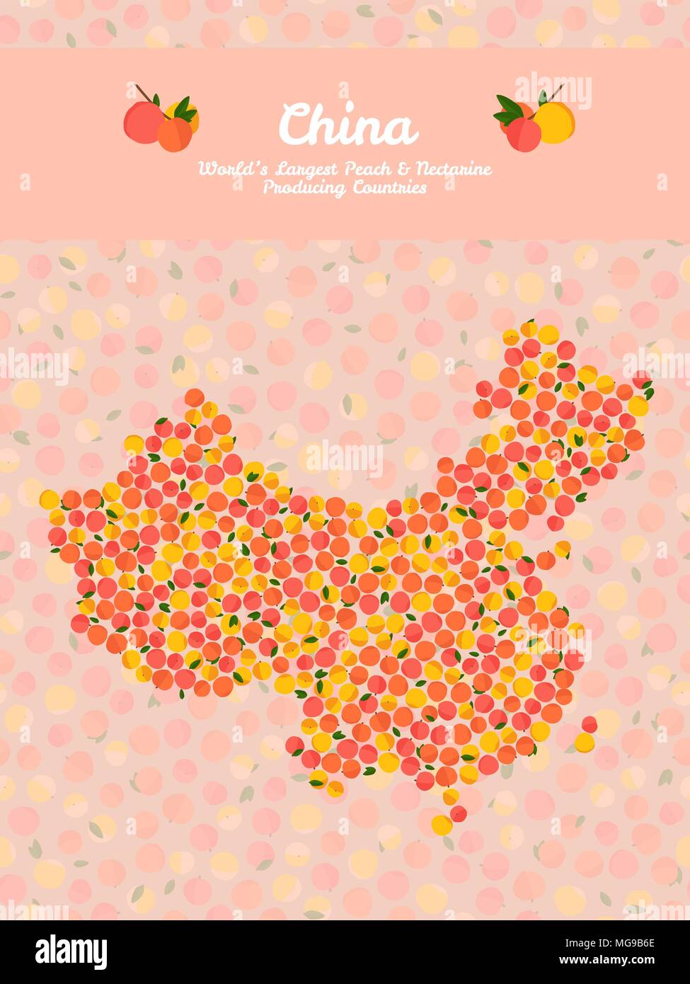 China map poster or card. Vegetarian postcard. Map of China made out of