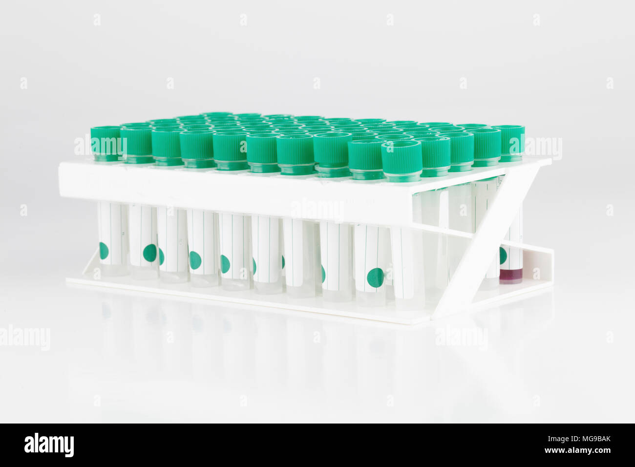 Plastic test tubes in rack Stock Photo Alamy