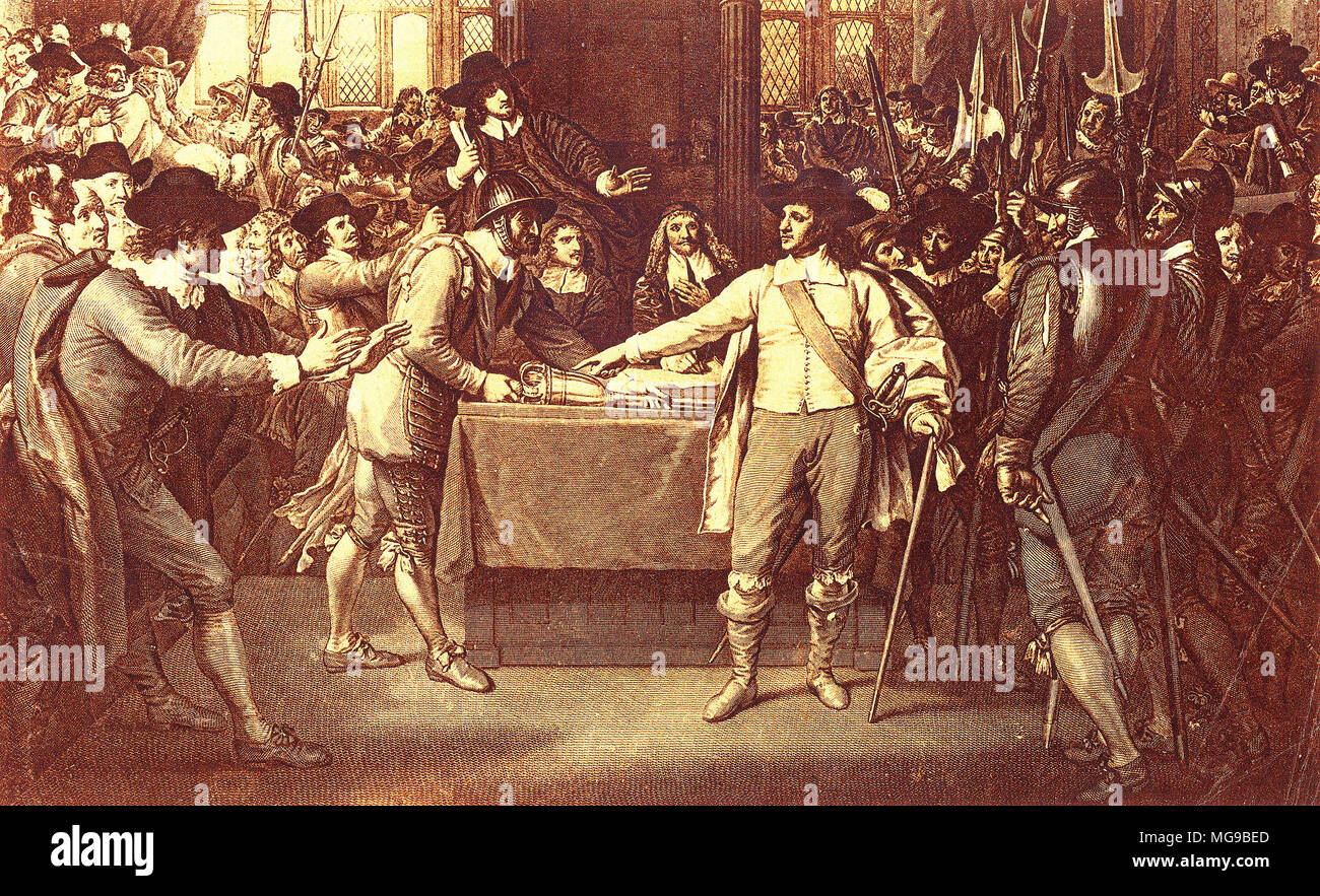 Oliver cromwell parliament 1653 hi-res stock photography and images - Alamy