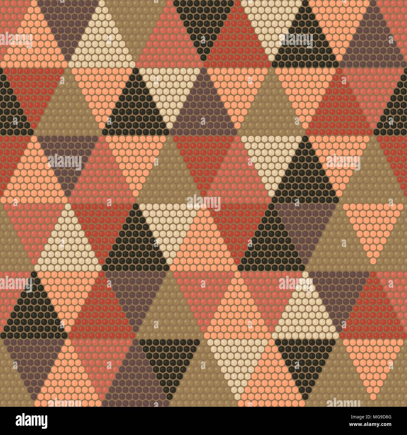 Beads and Beadwork. African mosaic motifs. Abstract seamless pattern. African Culture. Warm earthy background. Simple texture for handiwork, backdrop  Stock Vector