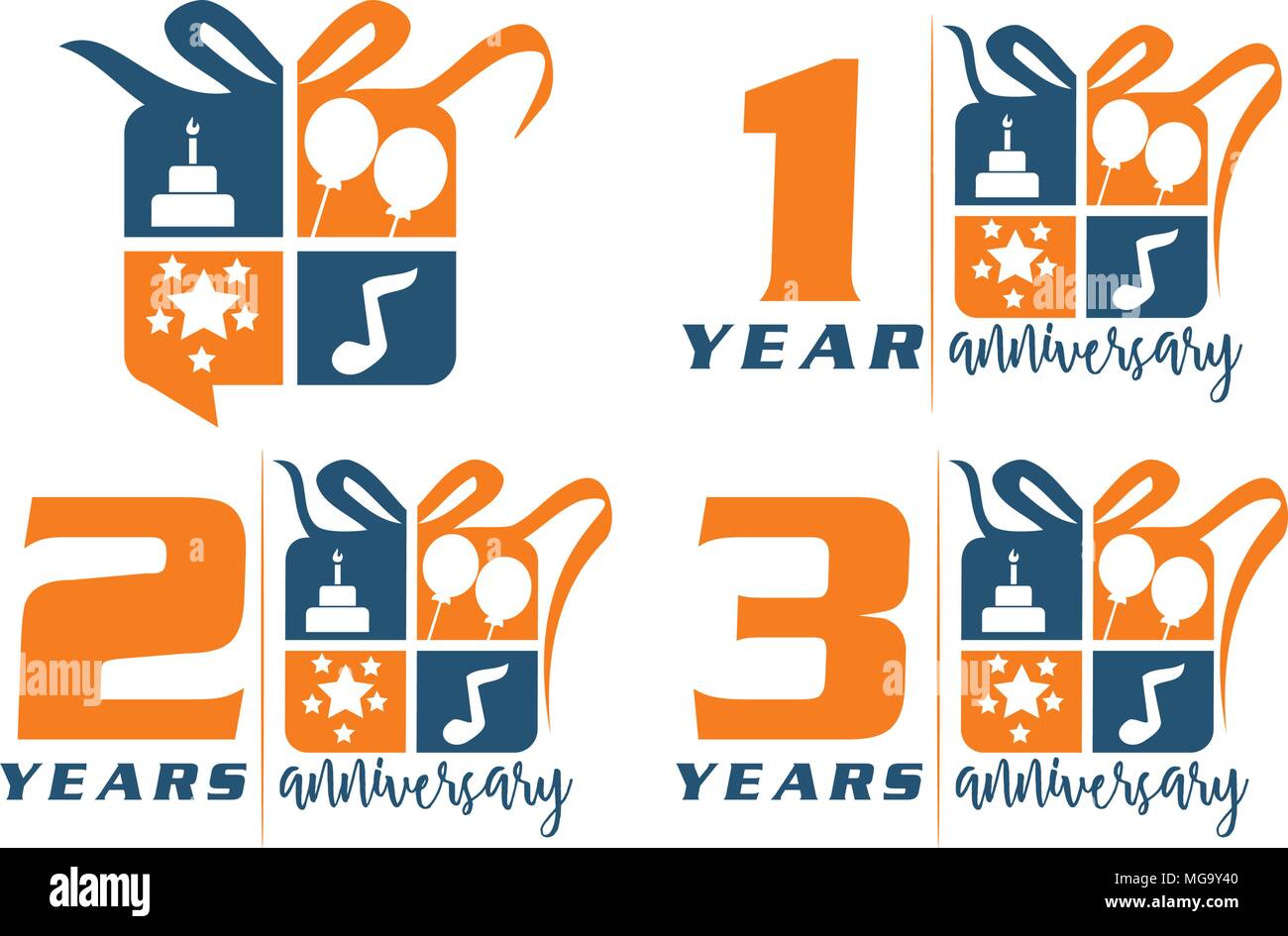 Gift Box Ribbon Anniversary Set Stock Vector Image & Art - Alamy