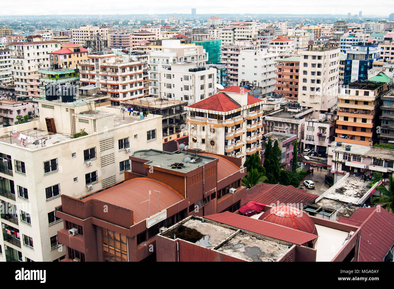 Aerial view of CBD looking northwest towrds Kariakoo and beyond, Dar es Salaam, Tanzania Stock Photo