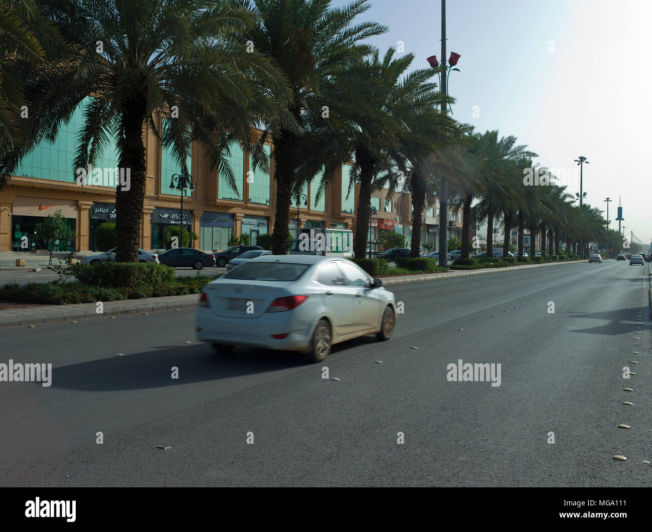 Light Traffic on Tahlia Street Early in The Morning Caused By Mandatory ...