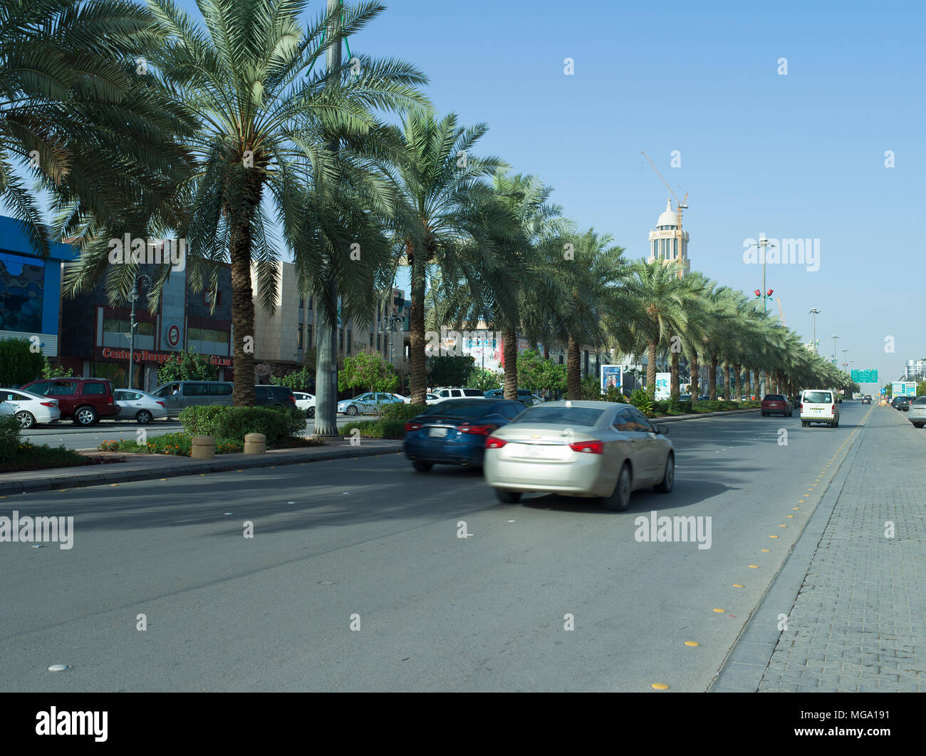 Light Traffic on Tahlia Street Early in The Morning Caused By Mandatory ...