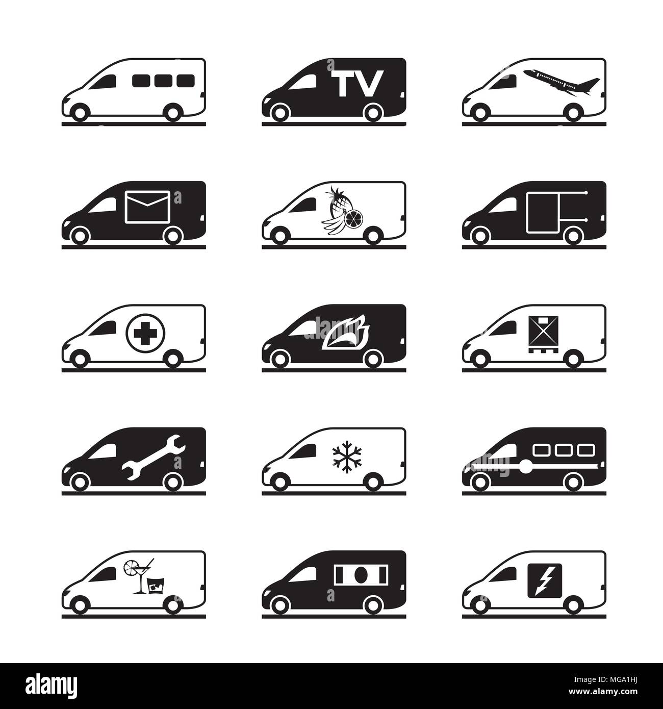 Passenger and freight vans and pickups - vector illustration Stock ...