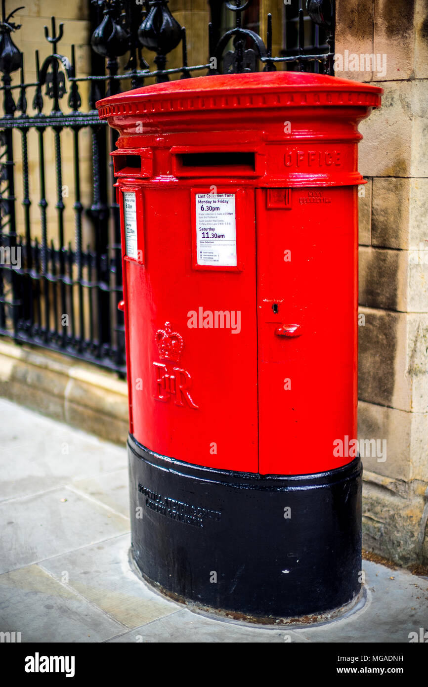 Classic red post box in London, England Stock Photo Alamy