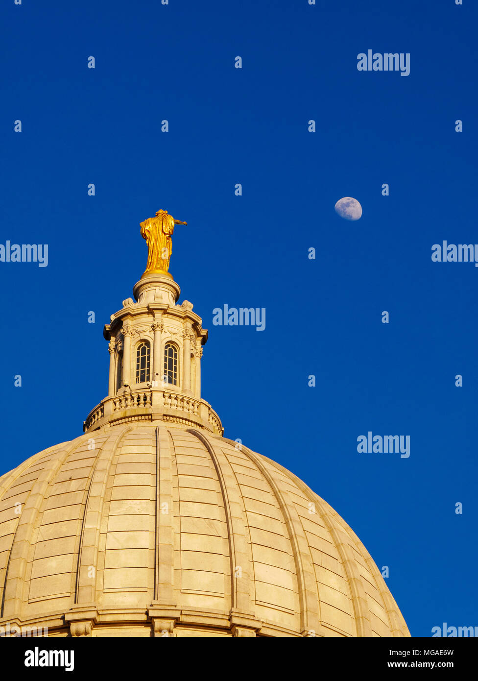 Wisconsin State Capitol building and Moon. Stock Photo