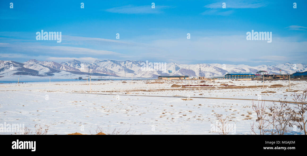Landscape of the mountains covered with snow in winter Stock Photo