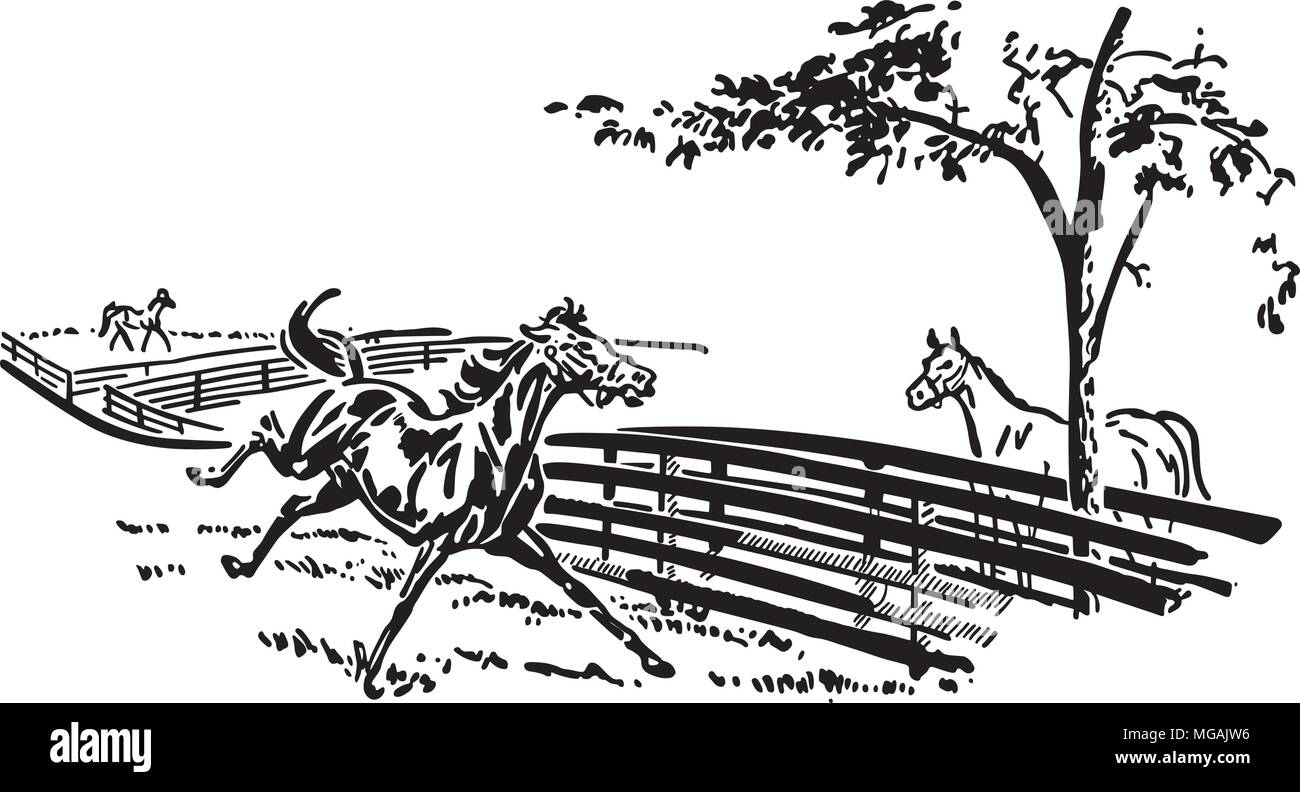 Playful Horse - Retro Clipart Illustration Stock Vector