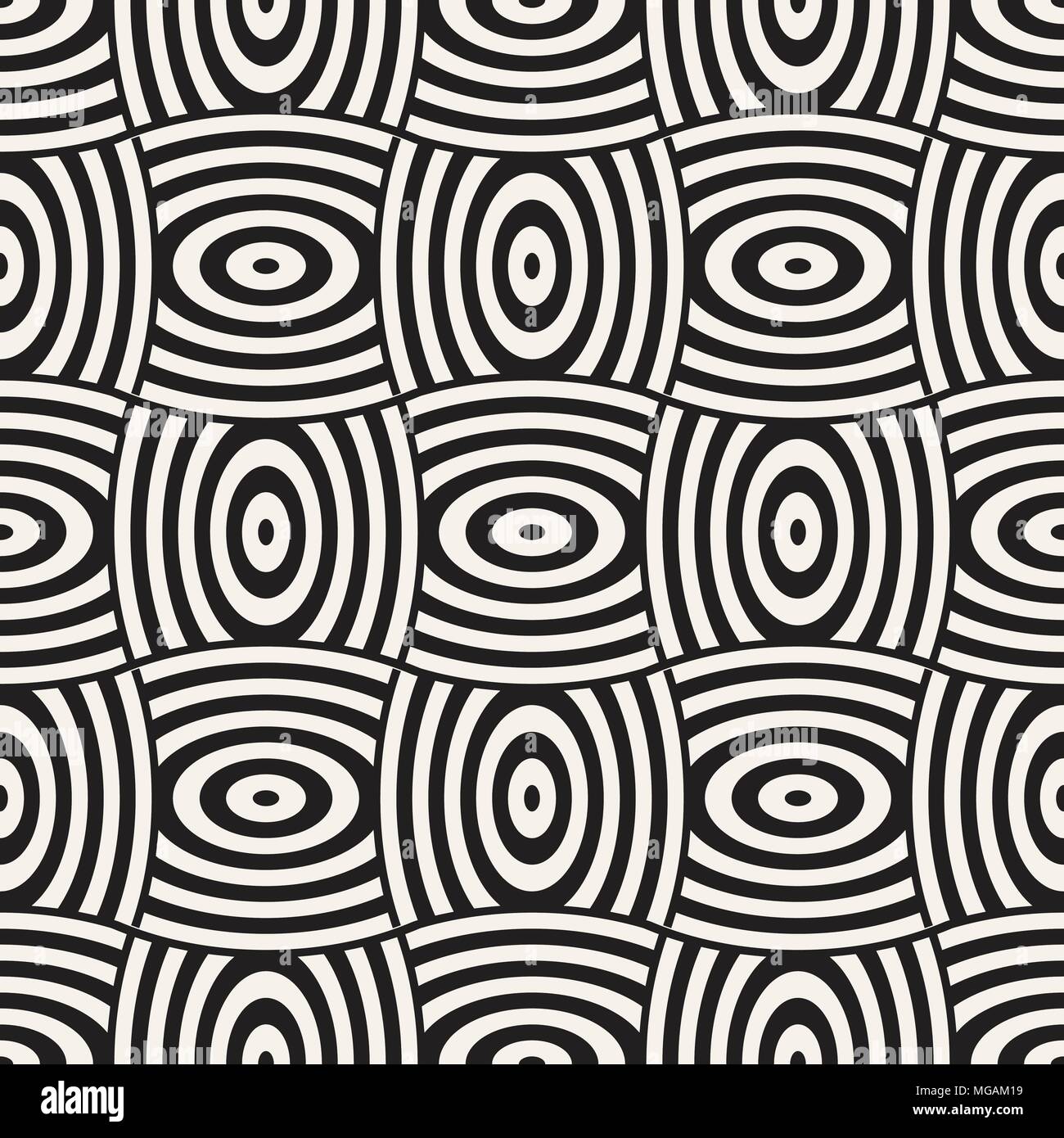 Vector geometric seamless pattern with curved shapes grid. Abstract ...