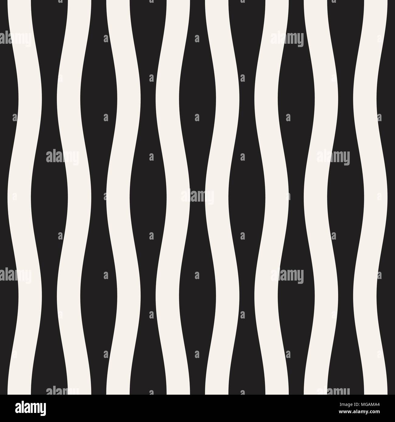 Vector seamless black and white wavy lines pattern. Abstract geometric ...
