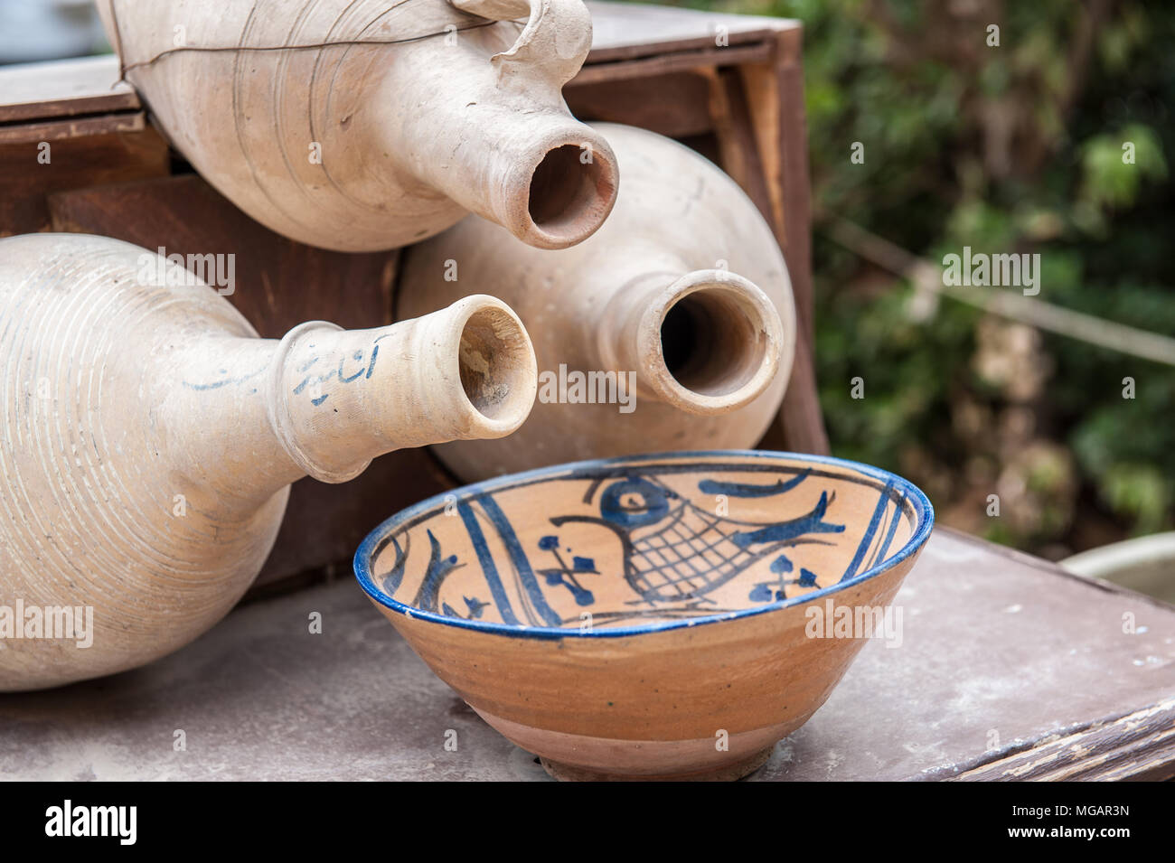 Three jars and one plate Stock Photo Alamy