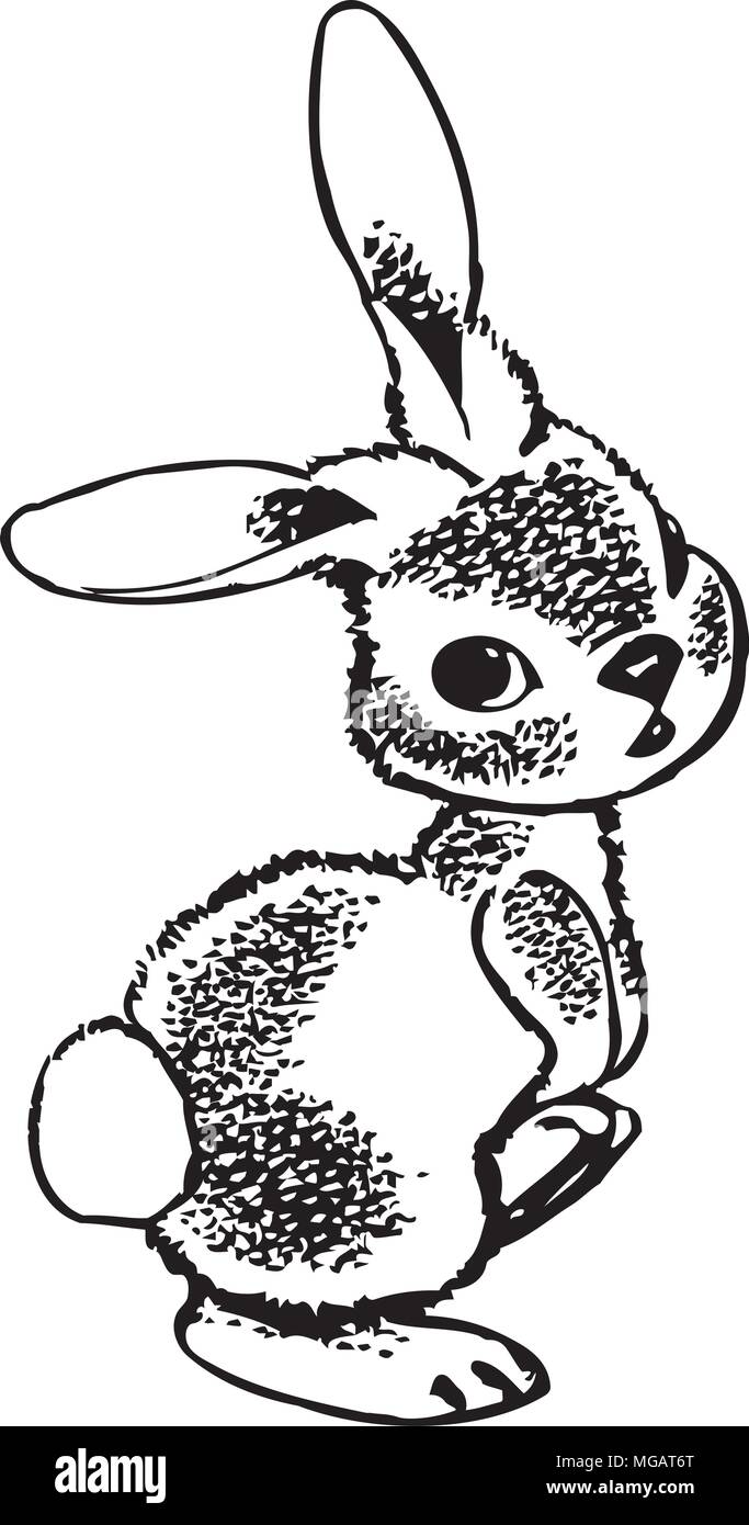 Rabbit - Retro Clipart Illustration Stock Vector