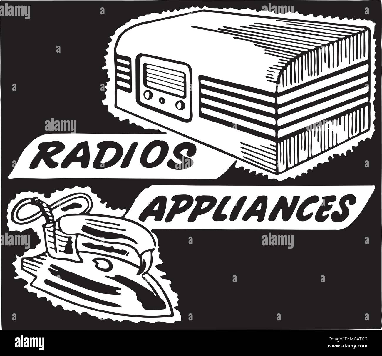 Radios Appliances - Retro Ad Art Banner Stock Vector
