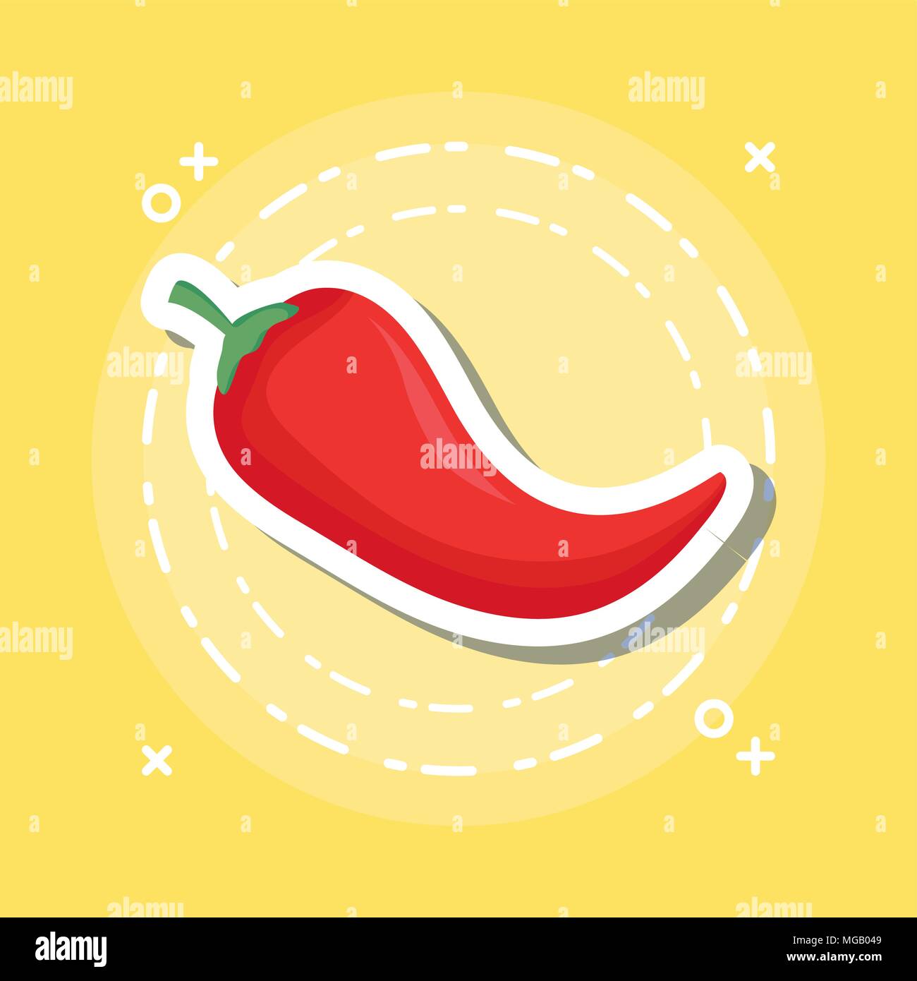 red chili icon over yellow background, colorful design. vector ...