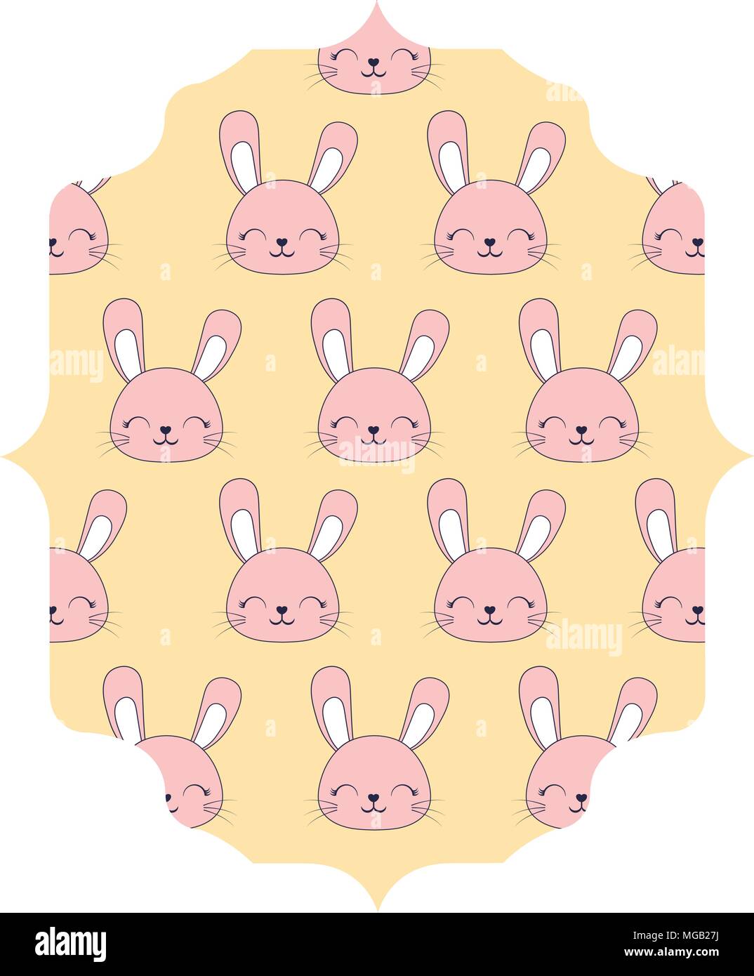 decorative arabic frame with cute rabbits over white background ...