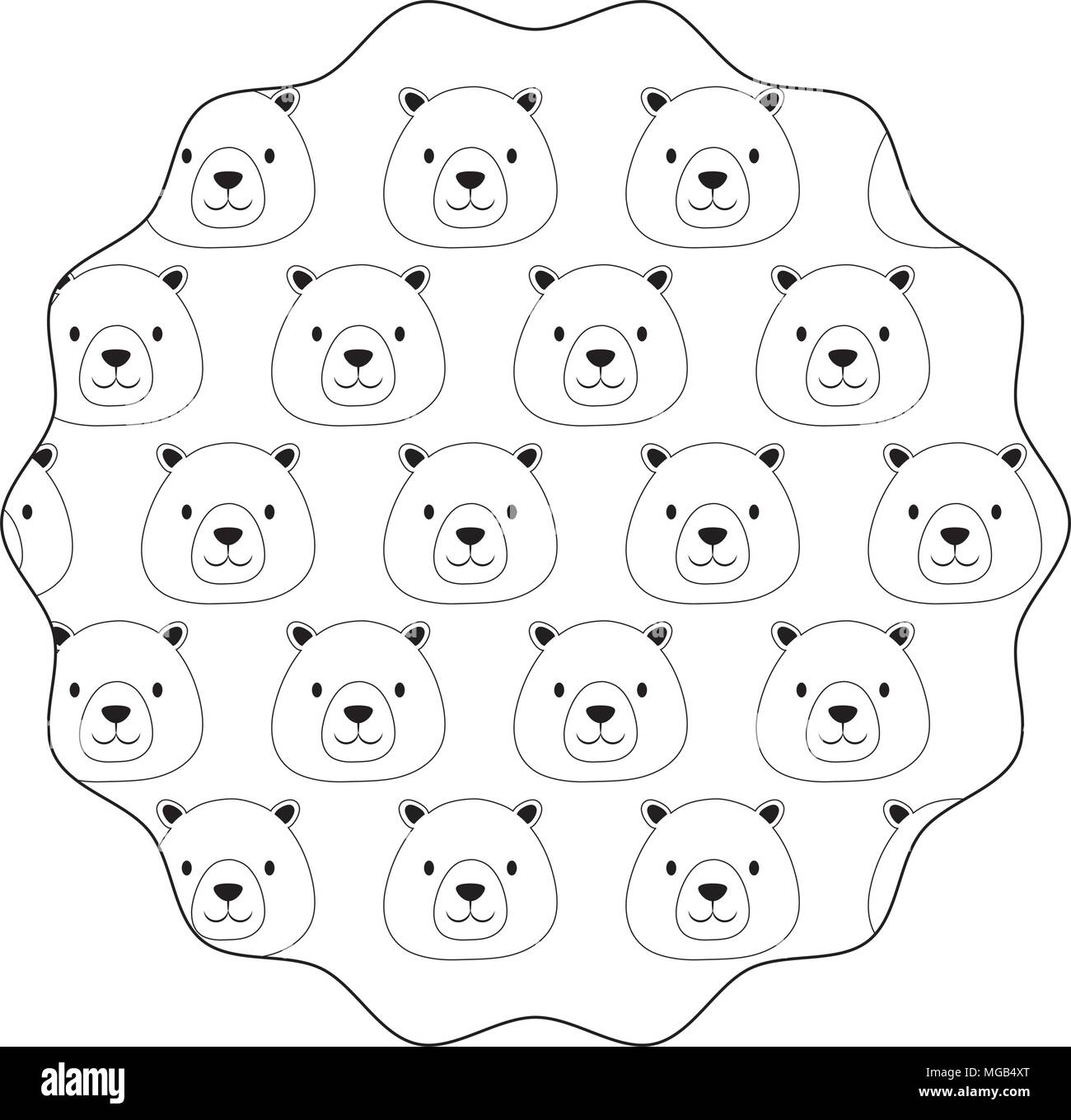 decorative circular frame with cute bears over white background, vector ...