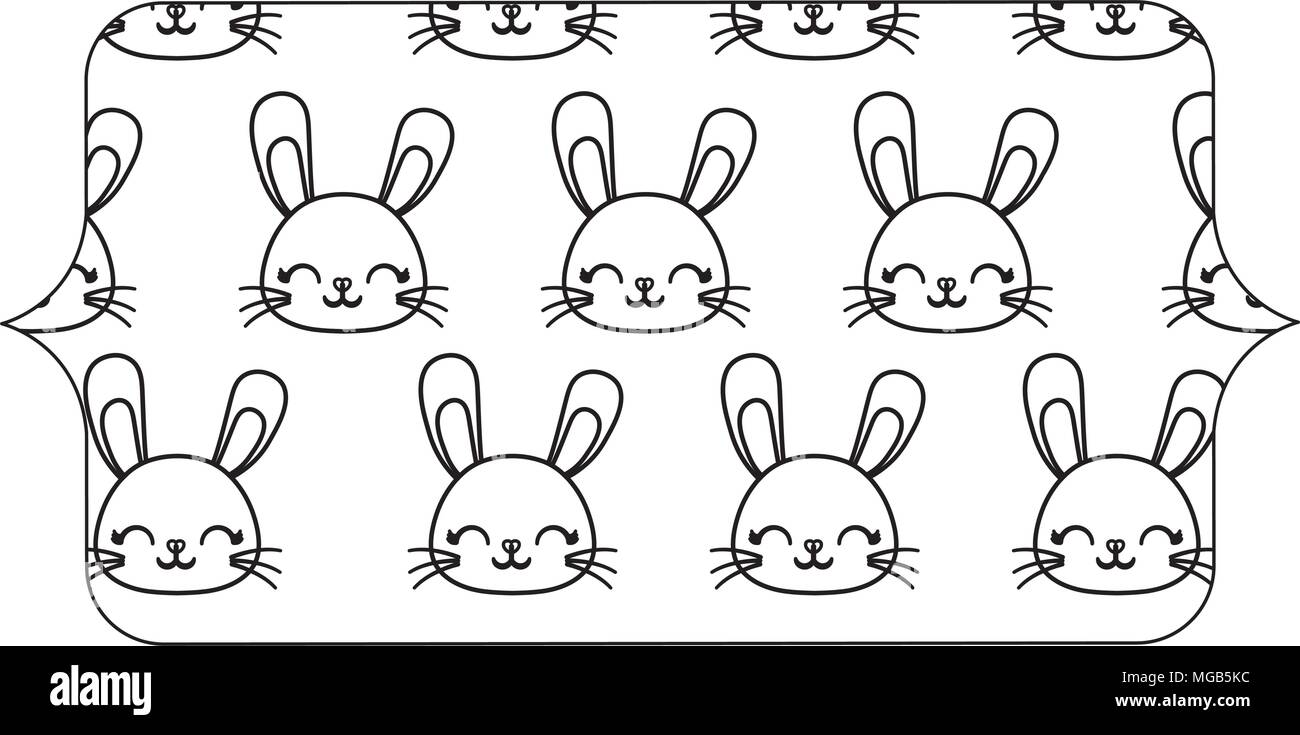 decorative banner with cute rabbits over white background, vector ...