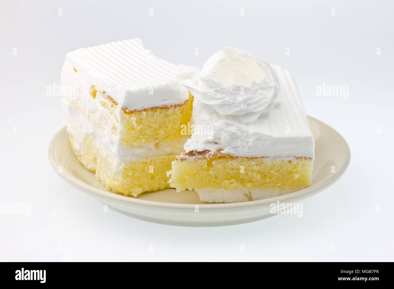 Milk cake on white background Stock Photo