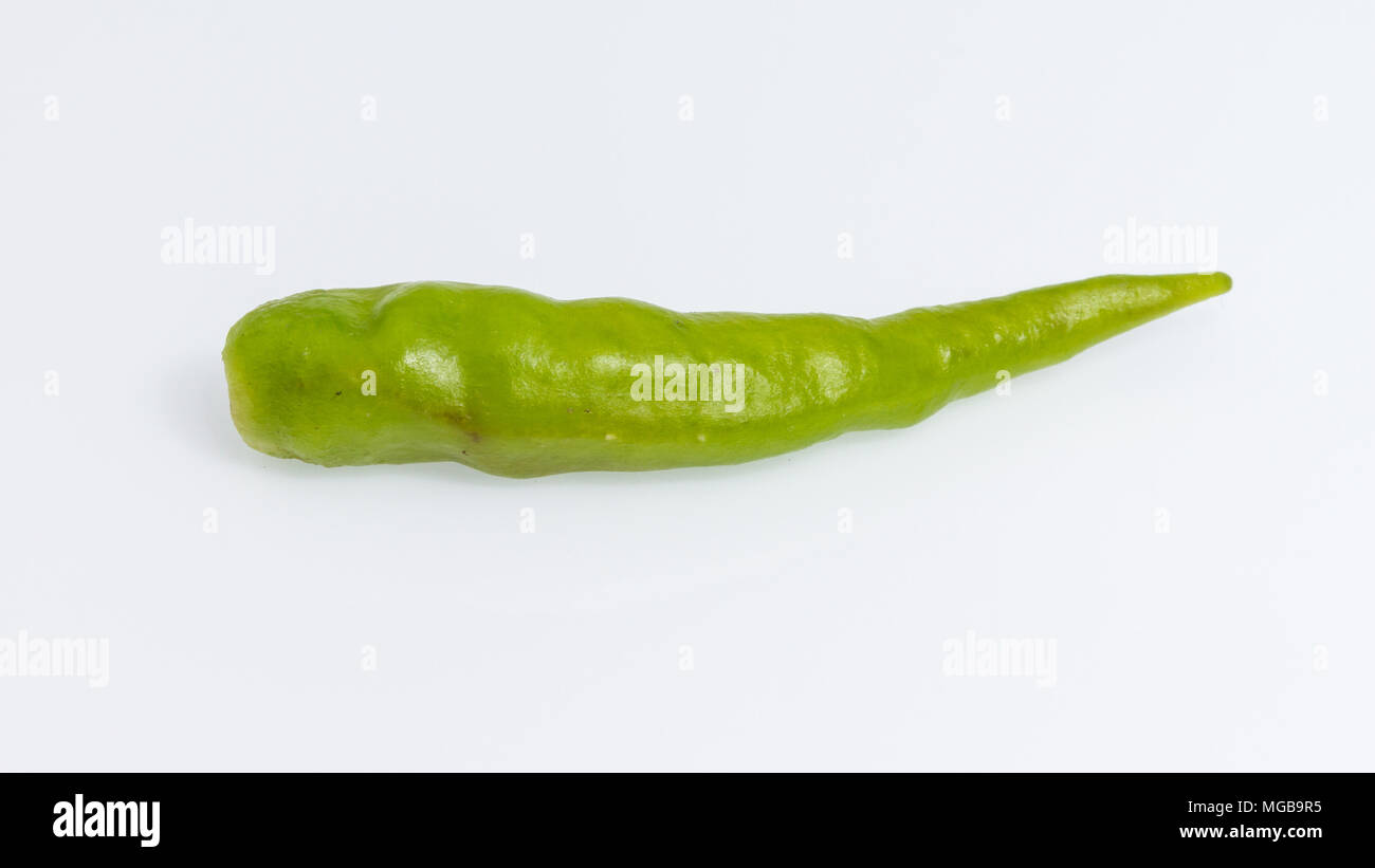 green hot chili pepper isolated on a white background Stock Photo - Alamy