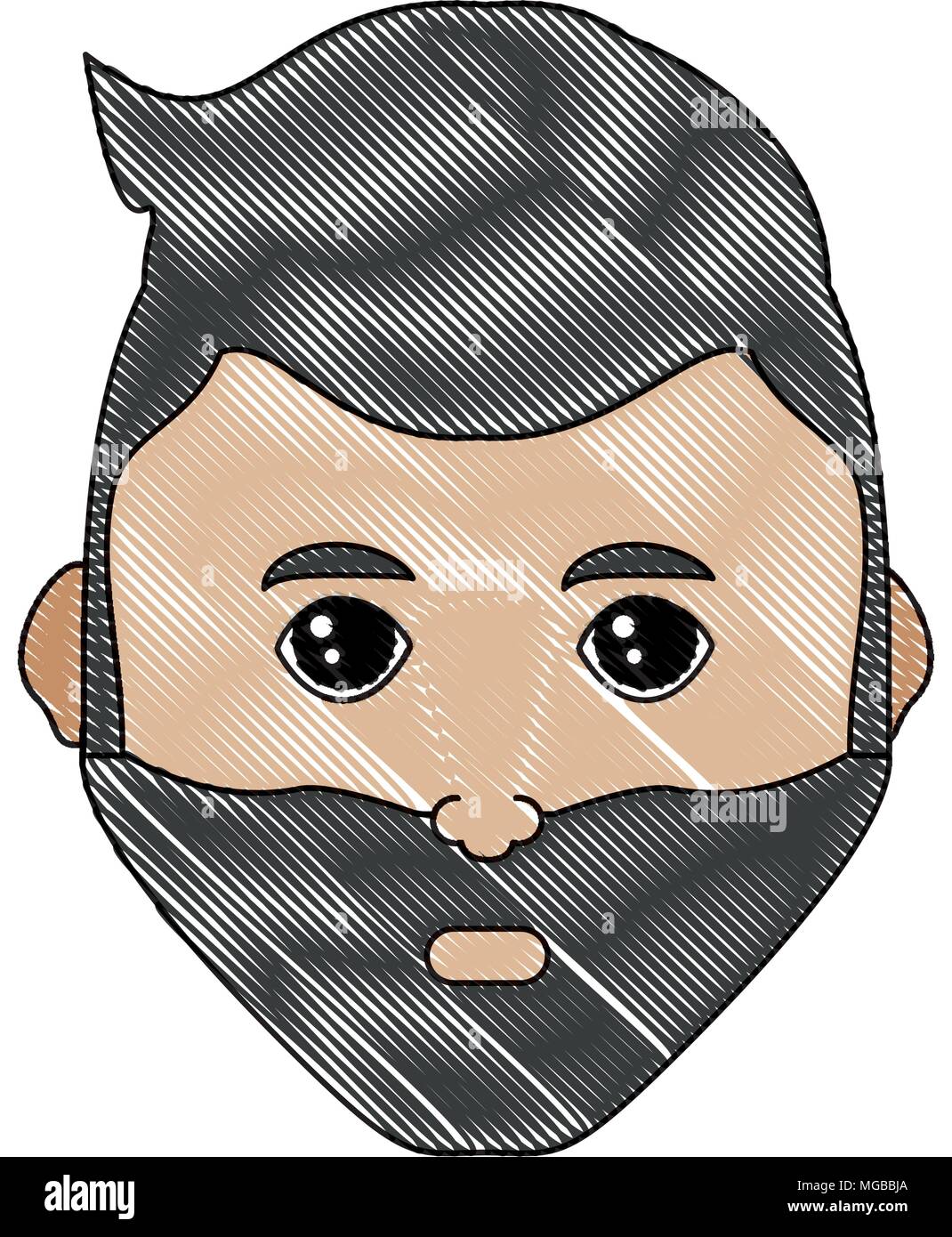 cartoon man with beard over white background, colorful design. vector ...
