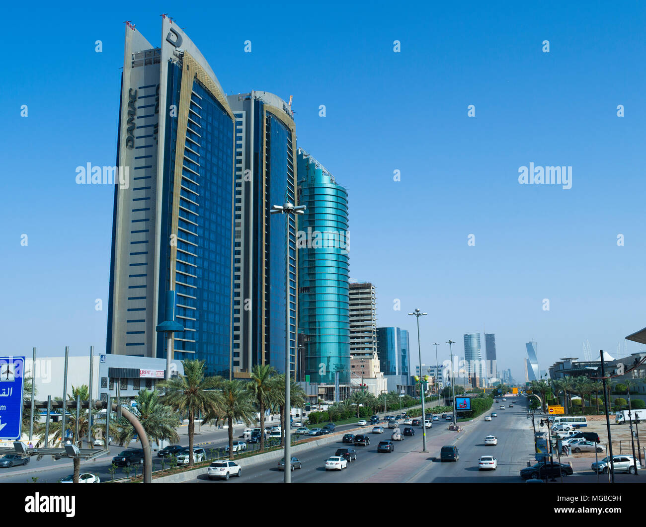 This April Only Around One Million Foreign Workers Have Left Saudi Arabia For Good, Which Explains This Light Traffic on King Fahad Road Early in The  Stock Photo