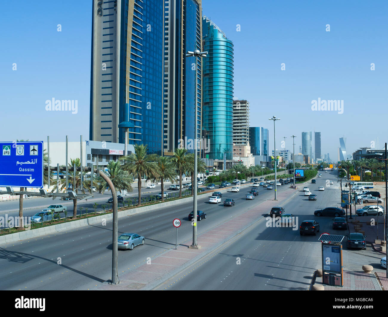 This April Only Around One Million Foreign Workers Have Left Saudi Arabia For Good, Which Explains This Light Traffic on King Fahad Road Early in The  Stock Photo