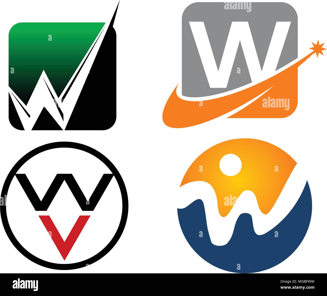 Logotype W Modern Template Set Stock Vector Image & Art - Alamy