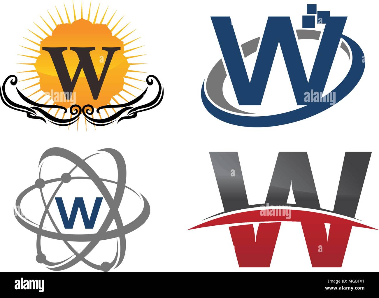 Logotype W Modern Template Set Stock Vector Image & Art - Alamy