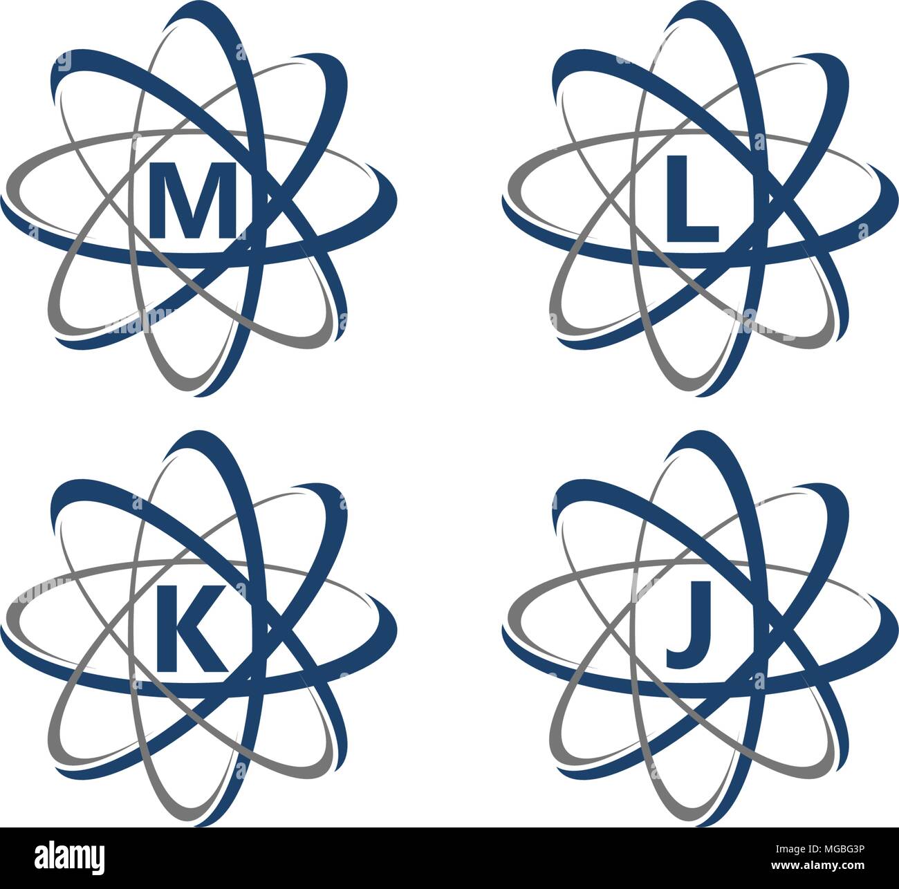 Atom Initial Template Set Stock Vector