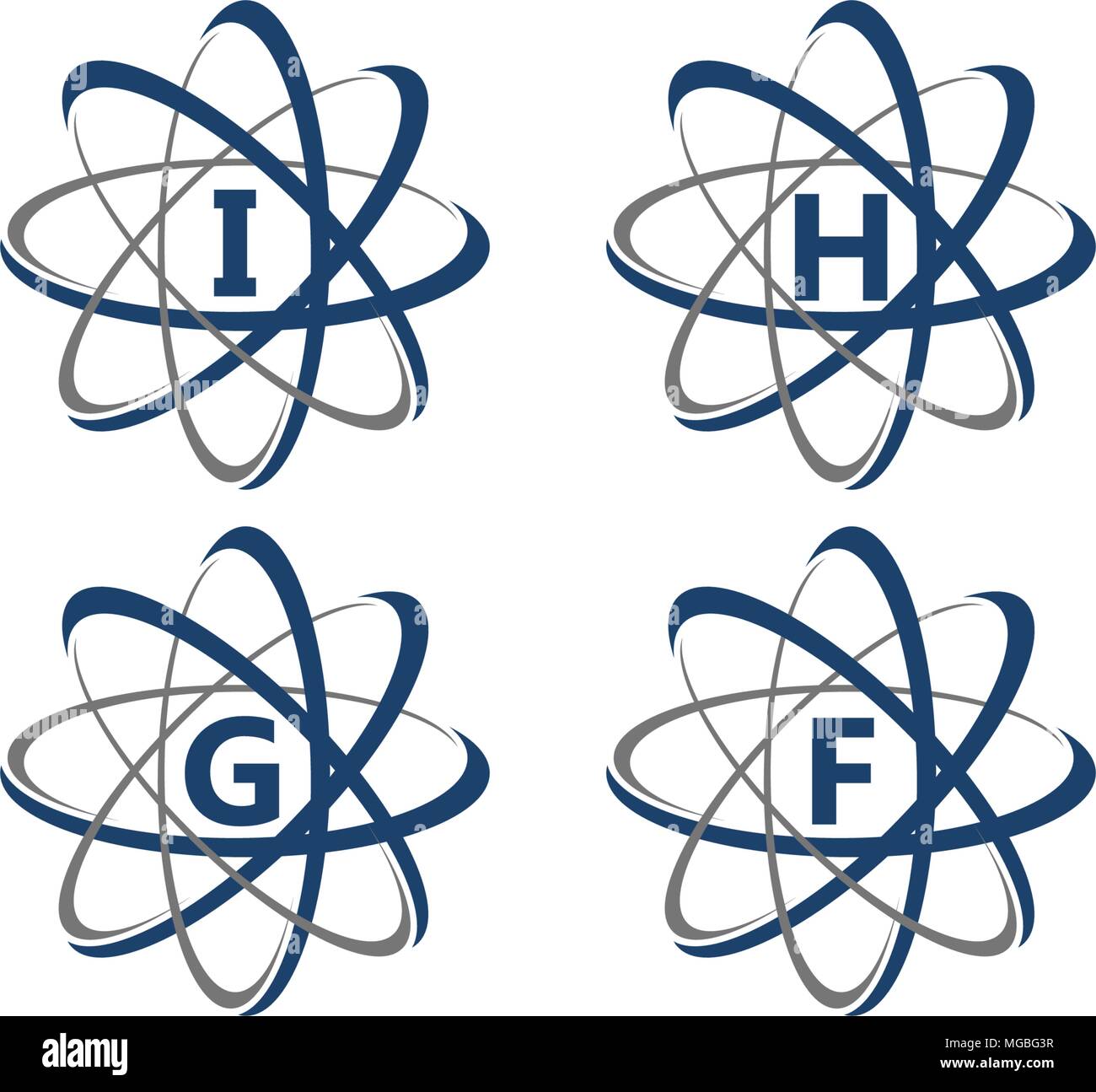 Atom Initial Template Set Stock Vector