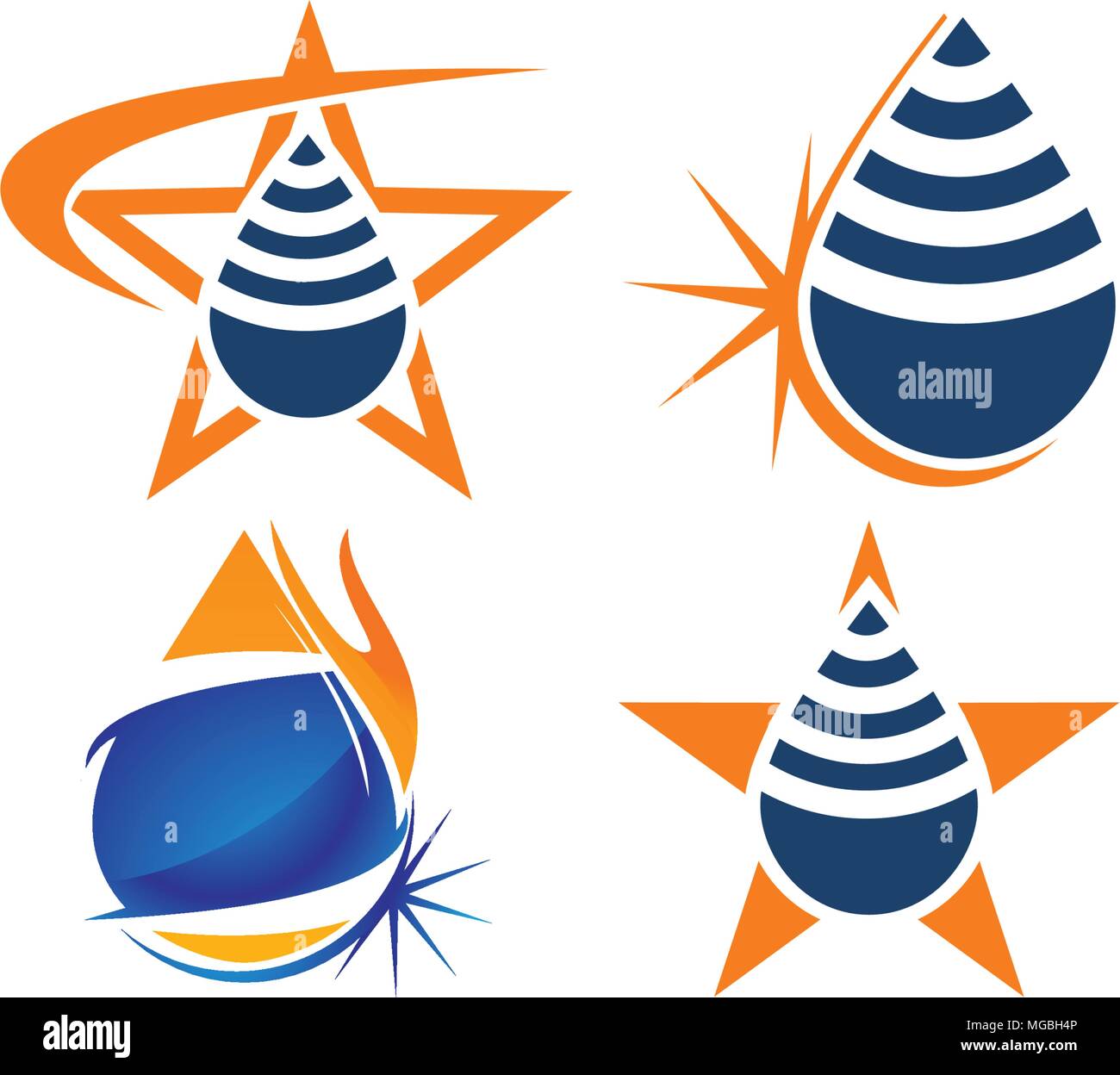 Water Fire Flame Gas Oil Set Stock Vector
