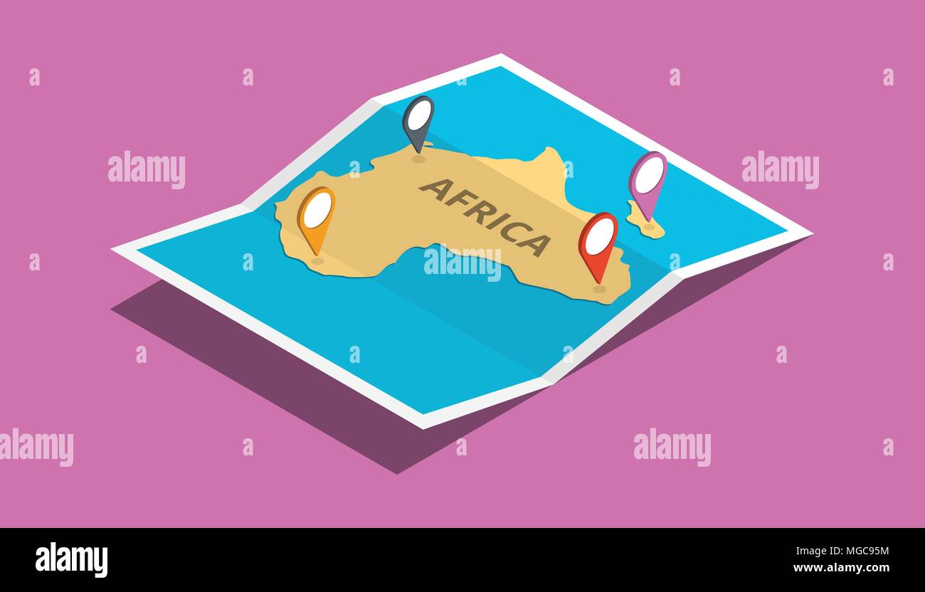 explore africa nation with maps pin tag location with isometric 3d style Stock Vector