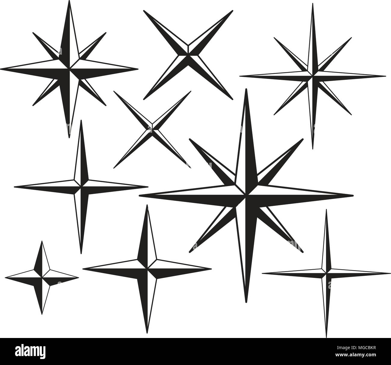 Retro Stars 8 - Retro Clipart Illustration Stock Vector