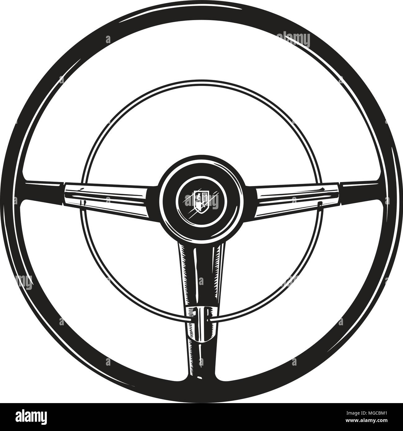 Retro Steering Wheel - Retro Clipart Illustration Stock Vector
