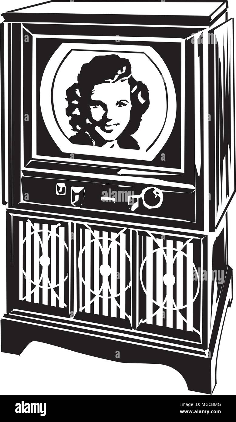 Retro TV - Retro Clipart Illustration Stock Vector