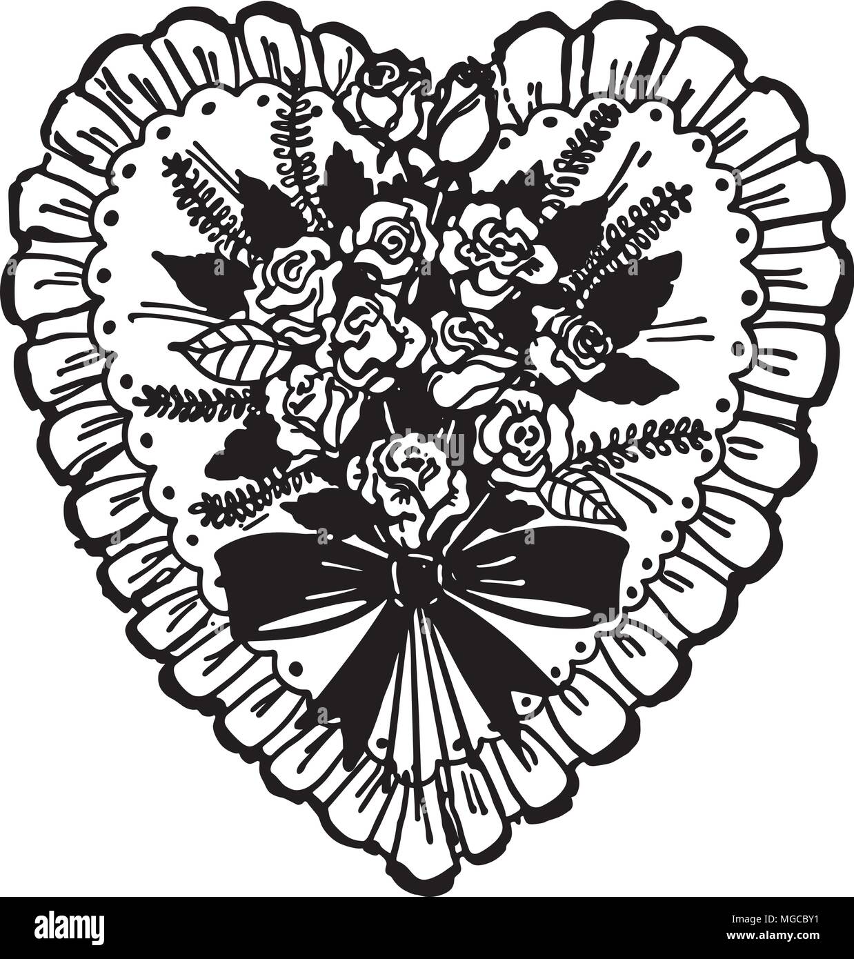 Rose Bouquet Valentine - Retro Clipart Illustration Stock Vector