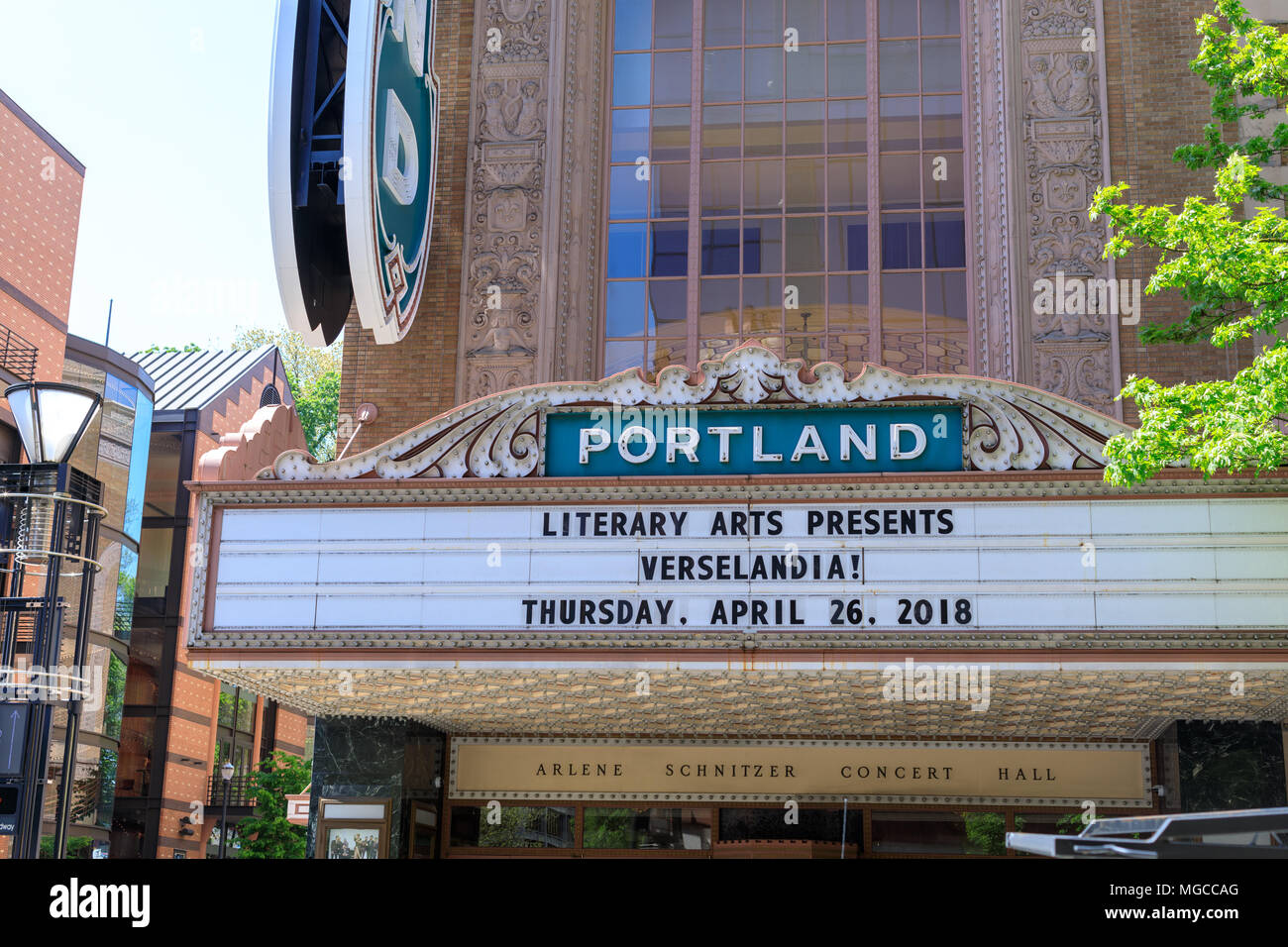 Historic downtown Portland Oregon Sign Stock Photo