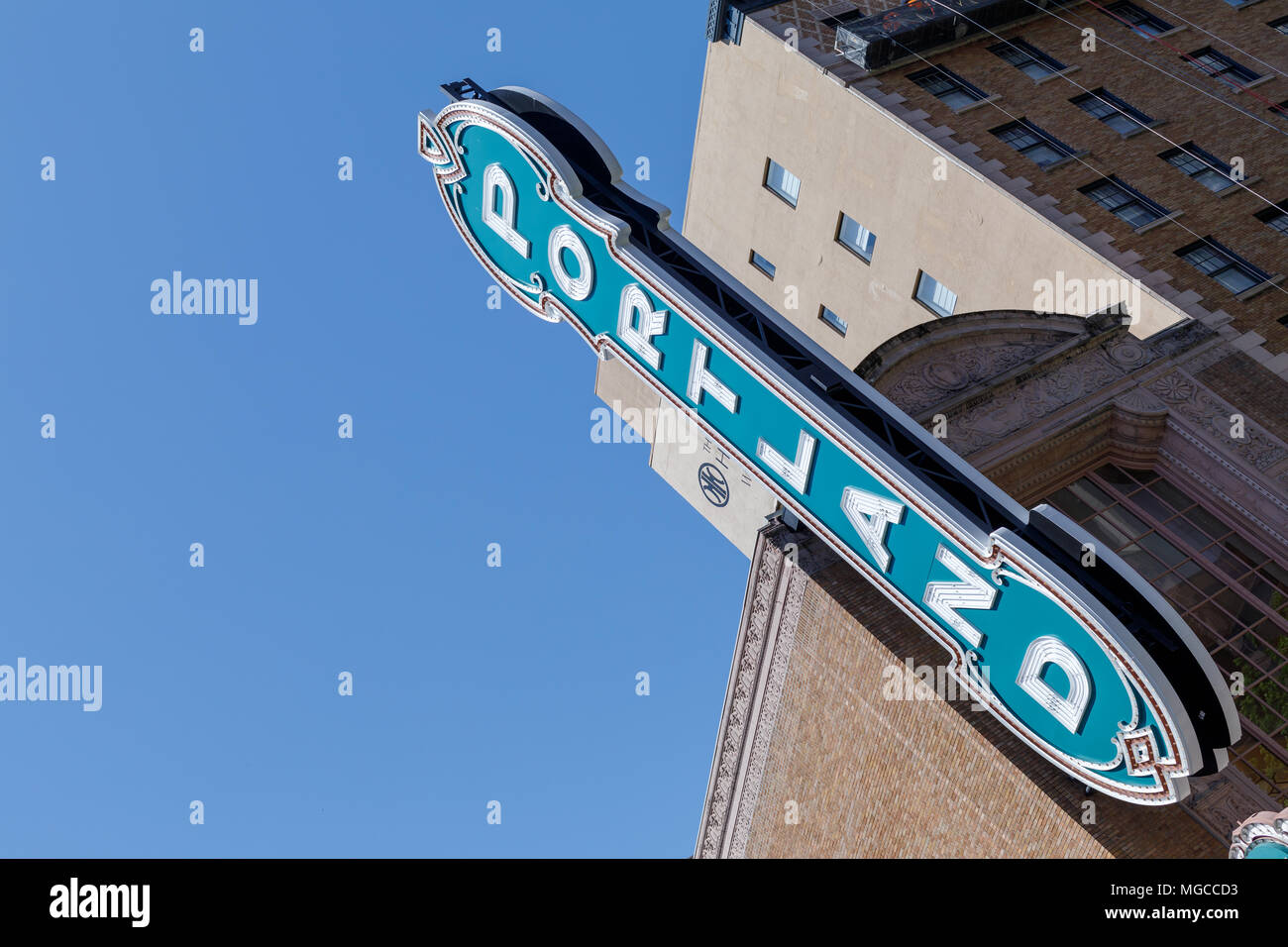 Historic downtown Portland Oregon Sign Stock Photo